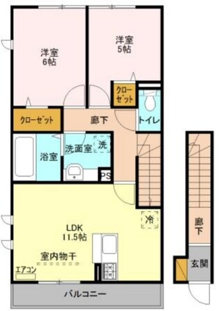 テラス丘の上 Aの物件間取画像